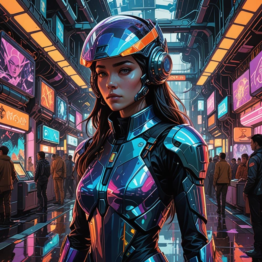 Cyberpunk Princess in Alien Marketplace