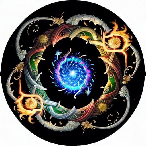 Surrealistic Fantasy Scene of a Burning Flame and a Vibrant...