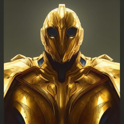 Surreal Golden Armour Portrait in Triadic Colours