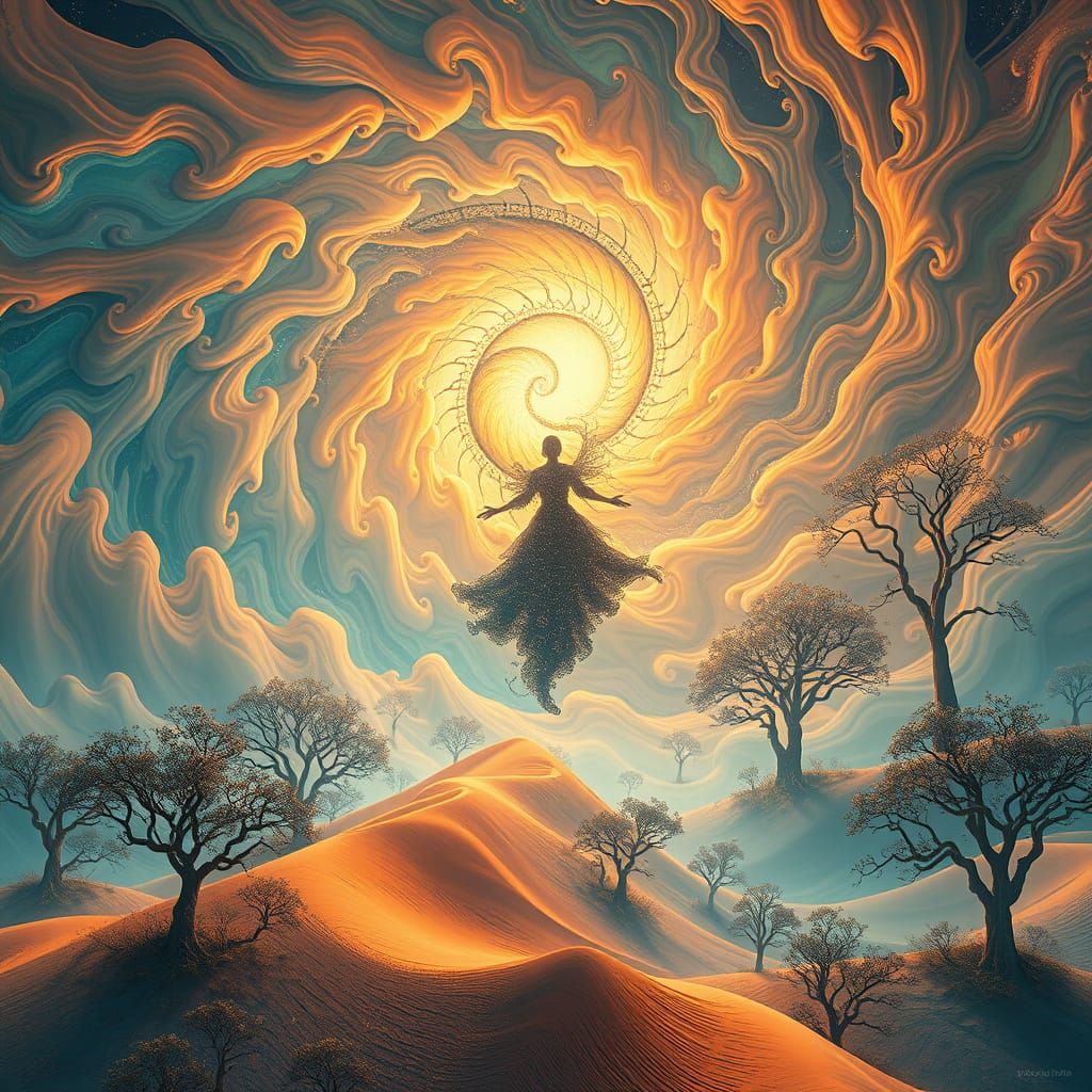 "Un monde onirique où des motifs fractals se répètent à l’in...