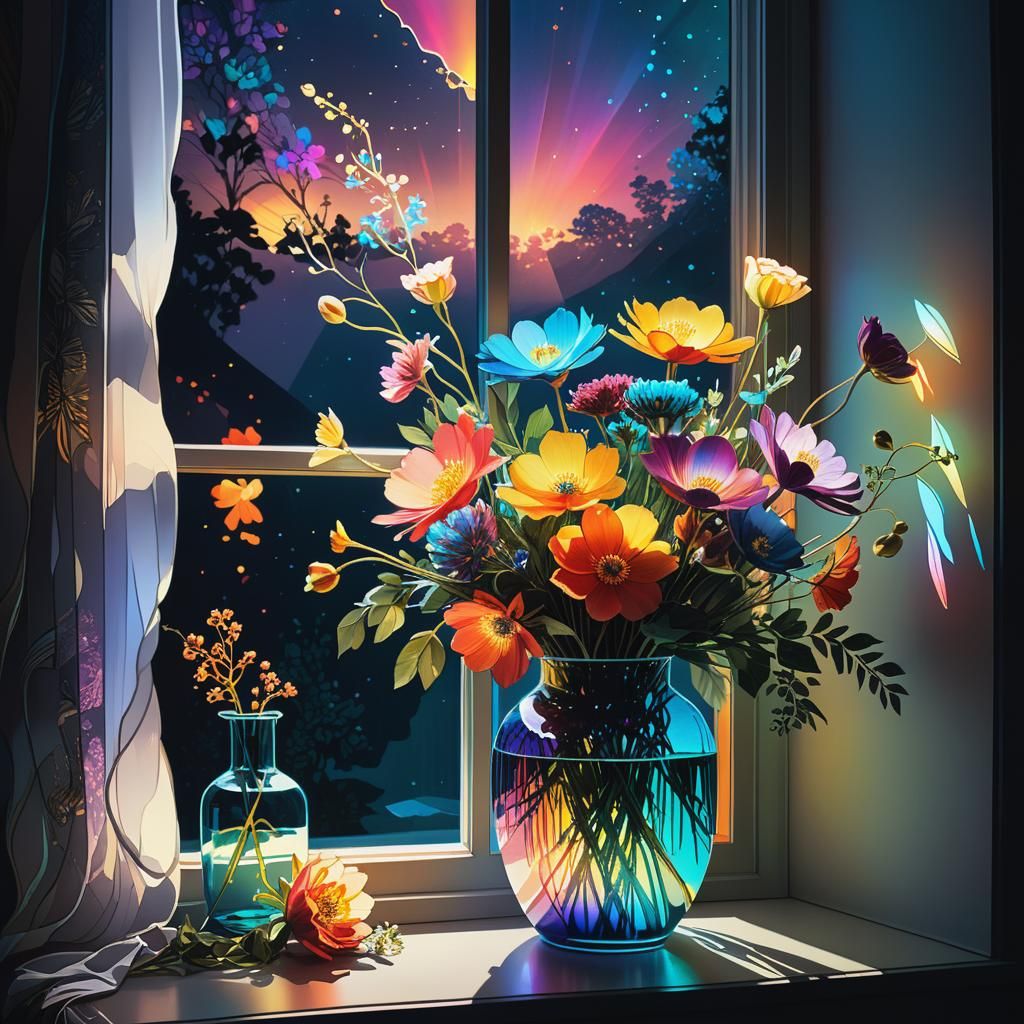 Surreal Fantasy Bouquet in Cosmic Twilight