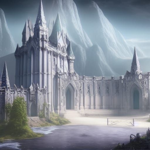 Elven White Marble City Castle