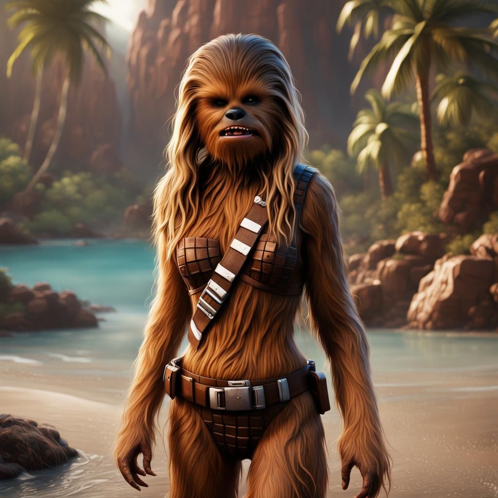 Chewbacca in Bikini: Detailed Matte Painting