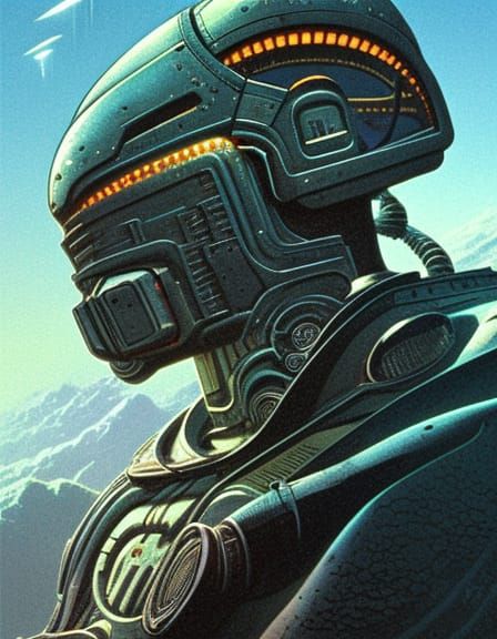 Vintage Sci-Fi Character Portrait in Hyperrealistic Style