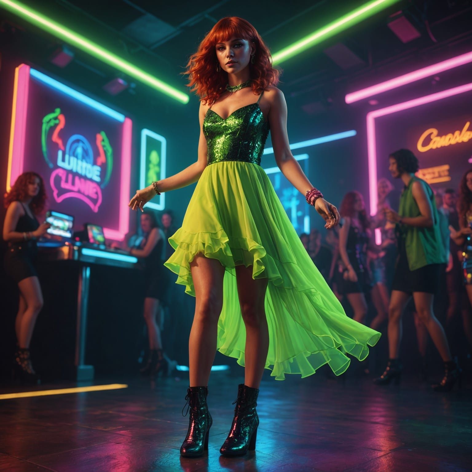 Vibrant Club Scene in Neon Hues