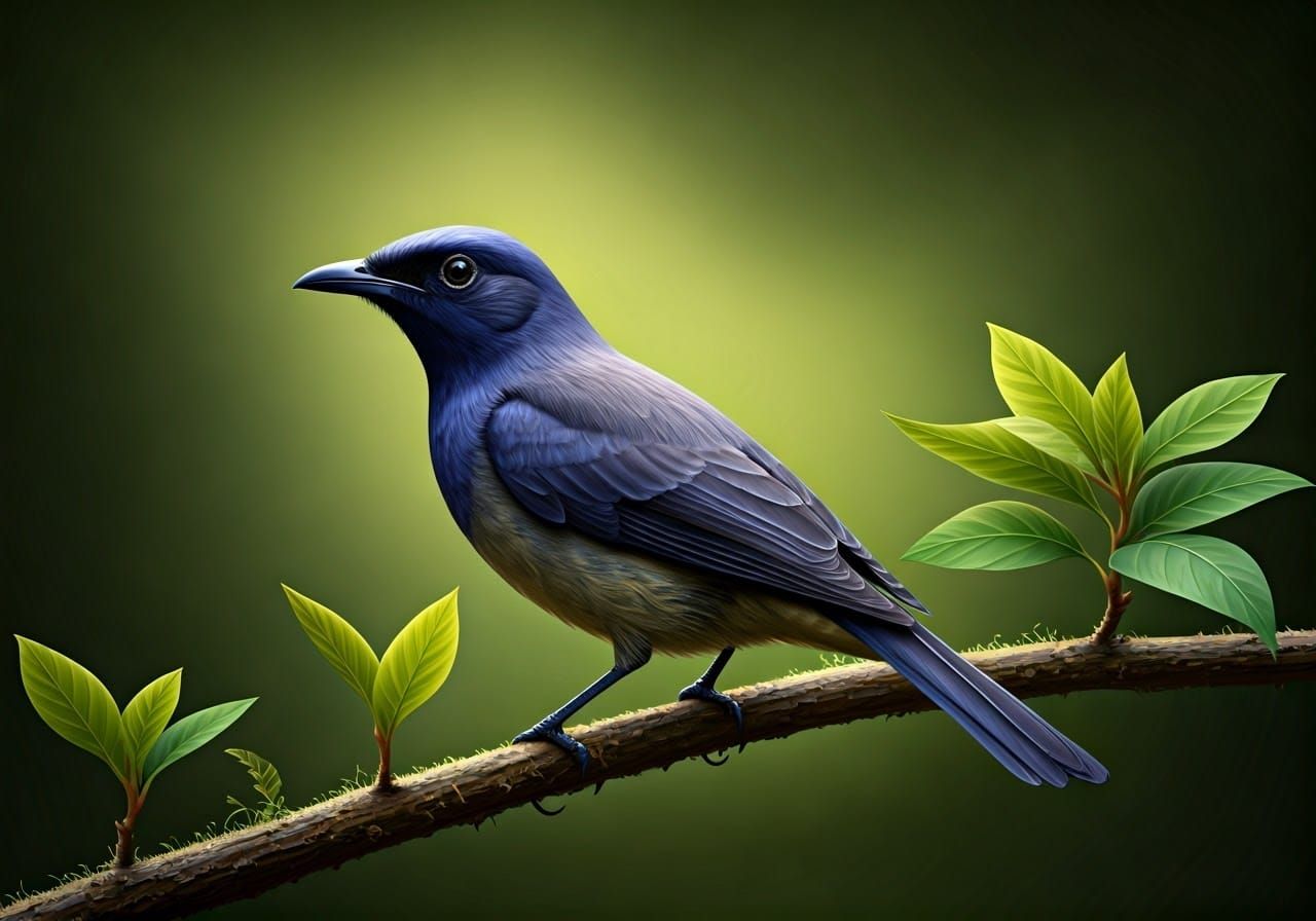 Whimsical Bellbird Perched on a Delicate Branch