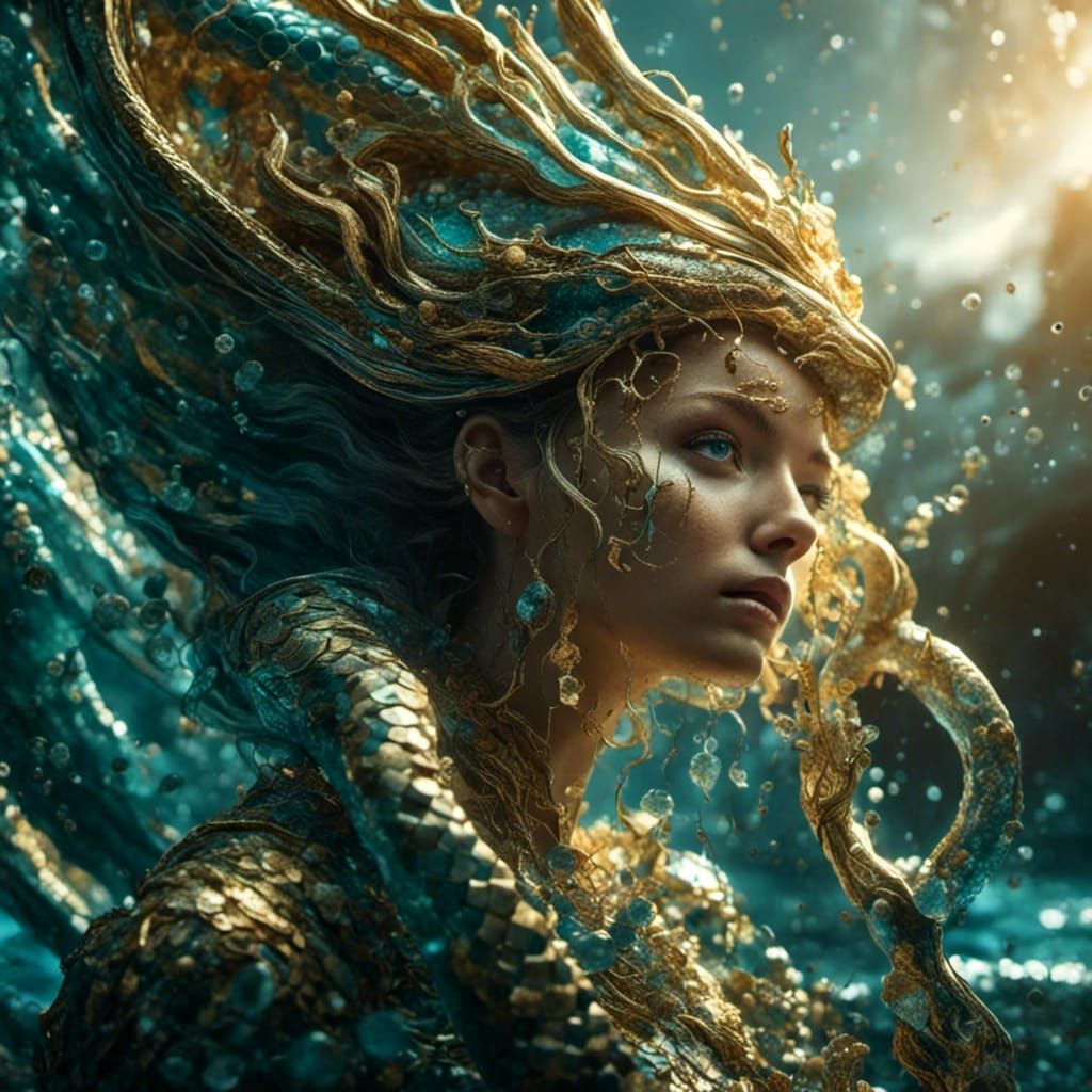 Hyperrealistic Mermaid Queen in Heavenly Sunshine