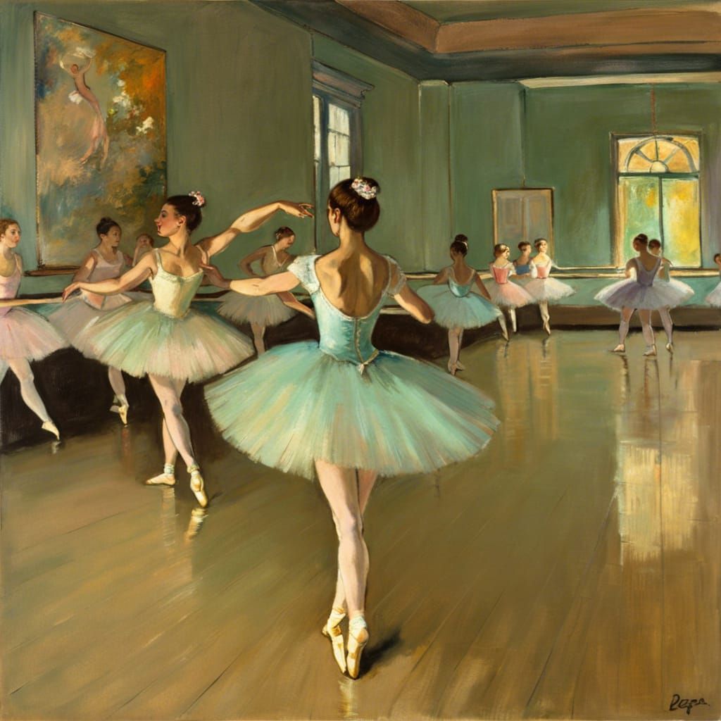 Ballerina En Pointe in a Whimsical Dance Studio