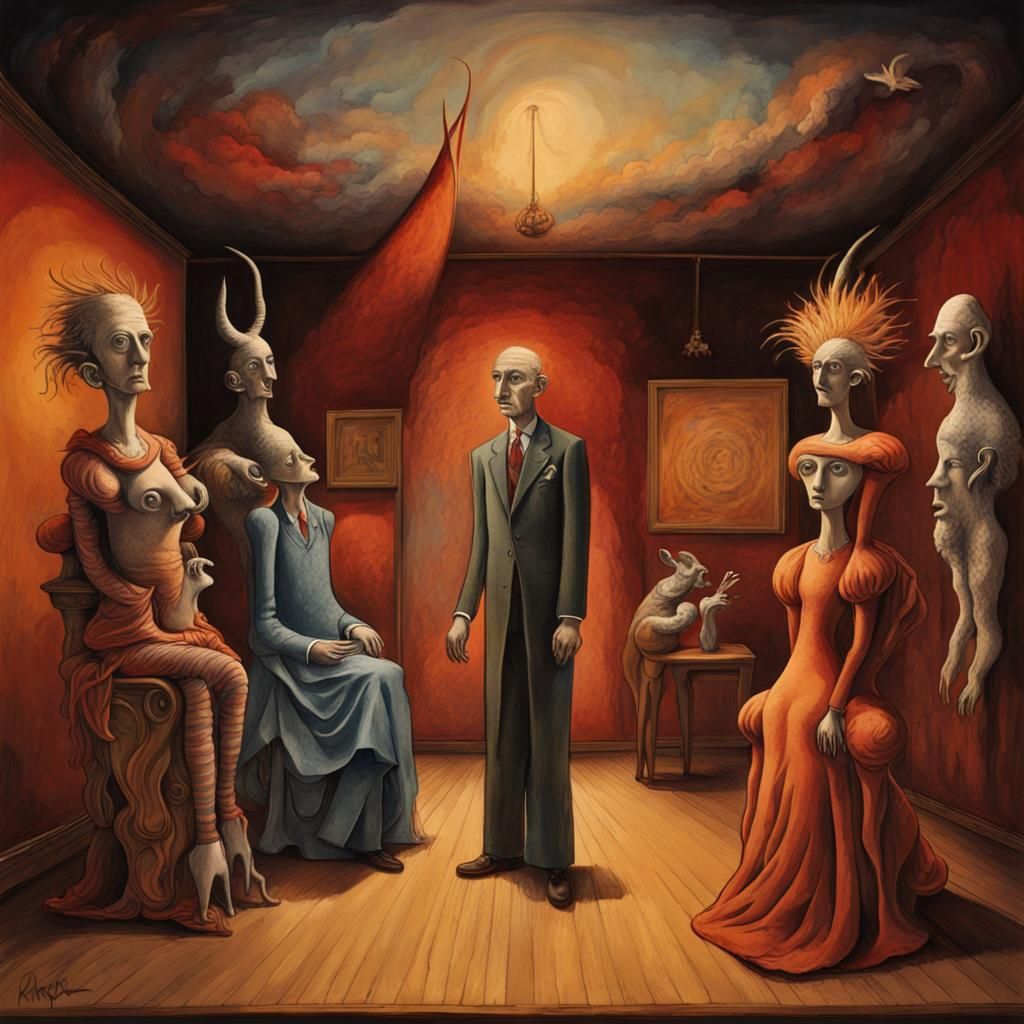 Surrealistic Masterpiece with Warm, Dark Fantasy Elements