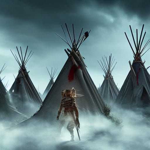 Epic Digital Matte Painting of Mutant Teepees Charging into....