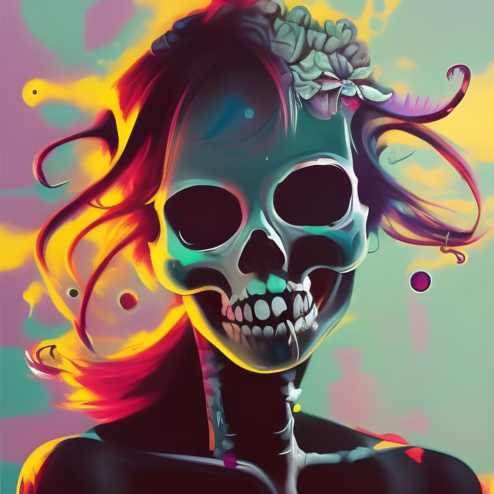 Skeleton girl vibrant