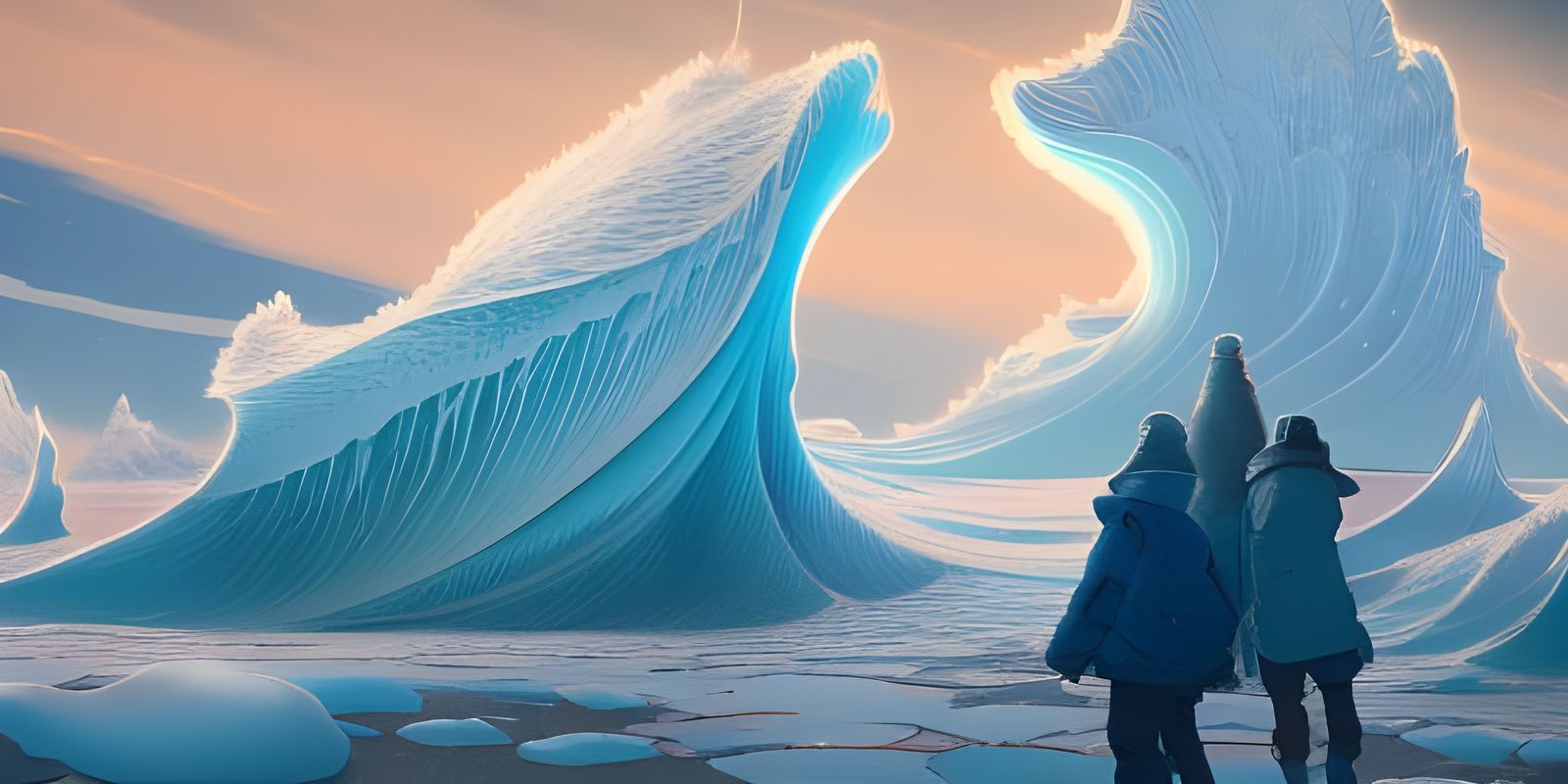 Frozen Tundra Landscape at Dusk with Vibrant Aurora Borealis