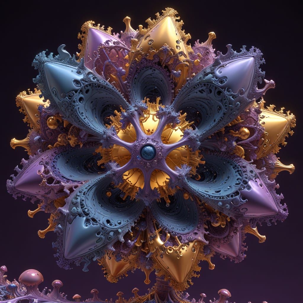 Mandelbulb Fractal Art in Violet-Magenta Glows
