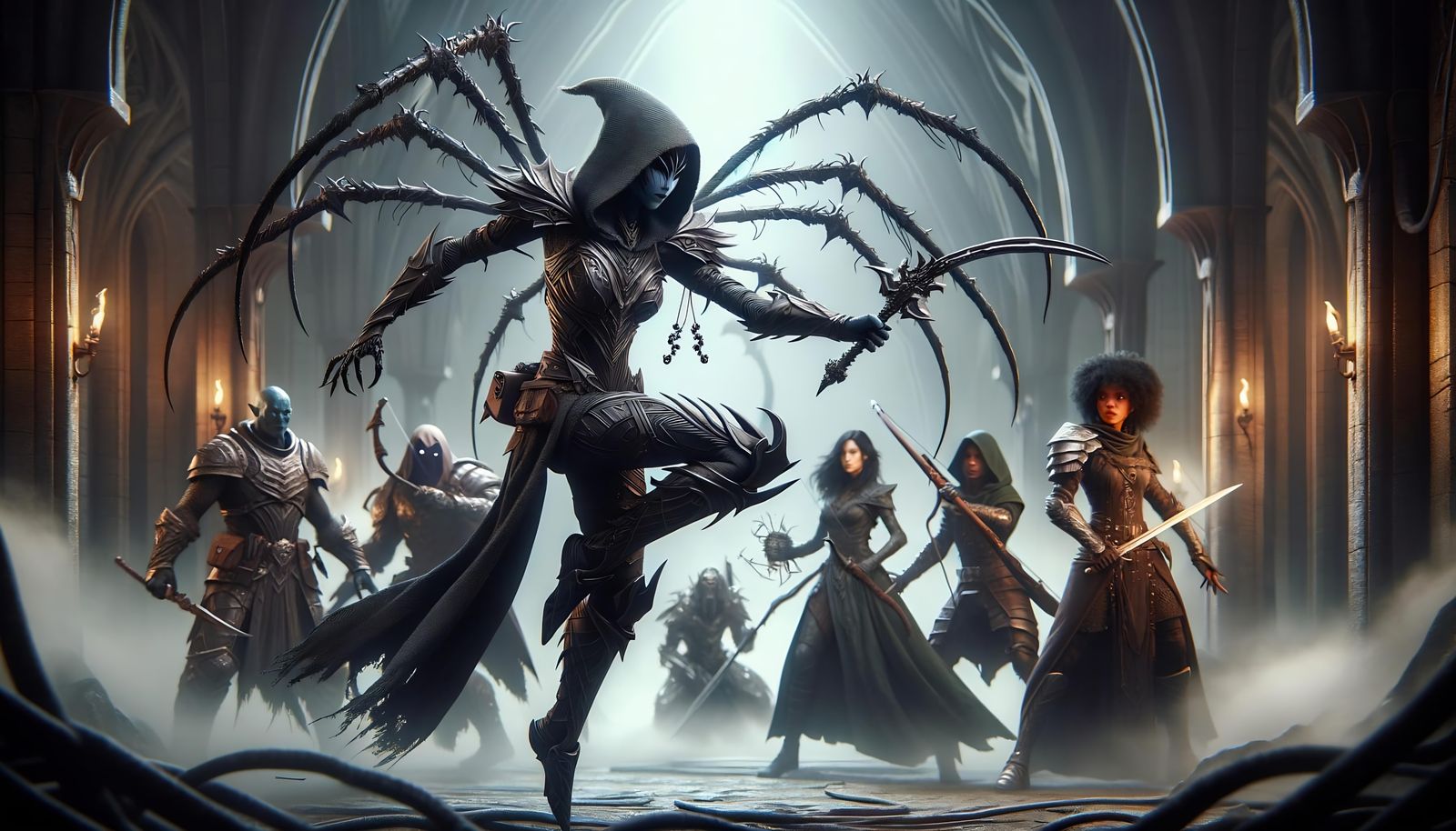 Lolth's Sting, Dark Drow Assassin in Stealthy Combat