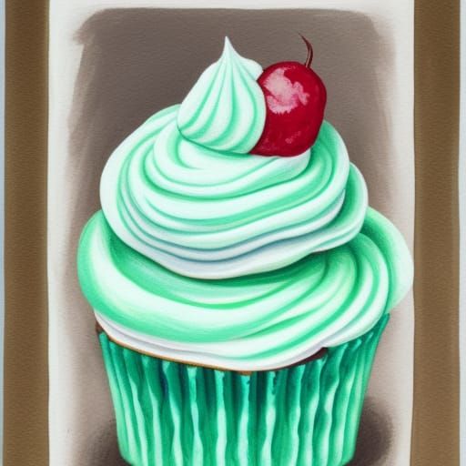A gentle mint cupcake