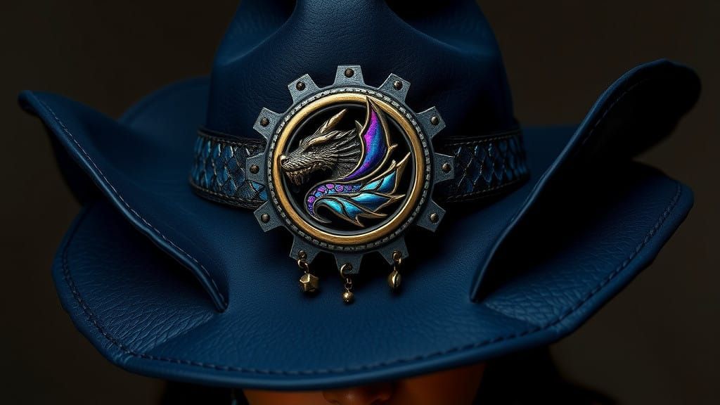 Midnight Blue Witch-Cowboy Hat Emits Rugged Sophistication a...