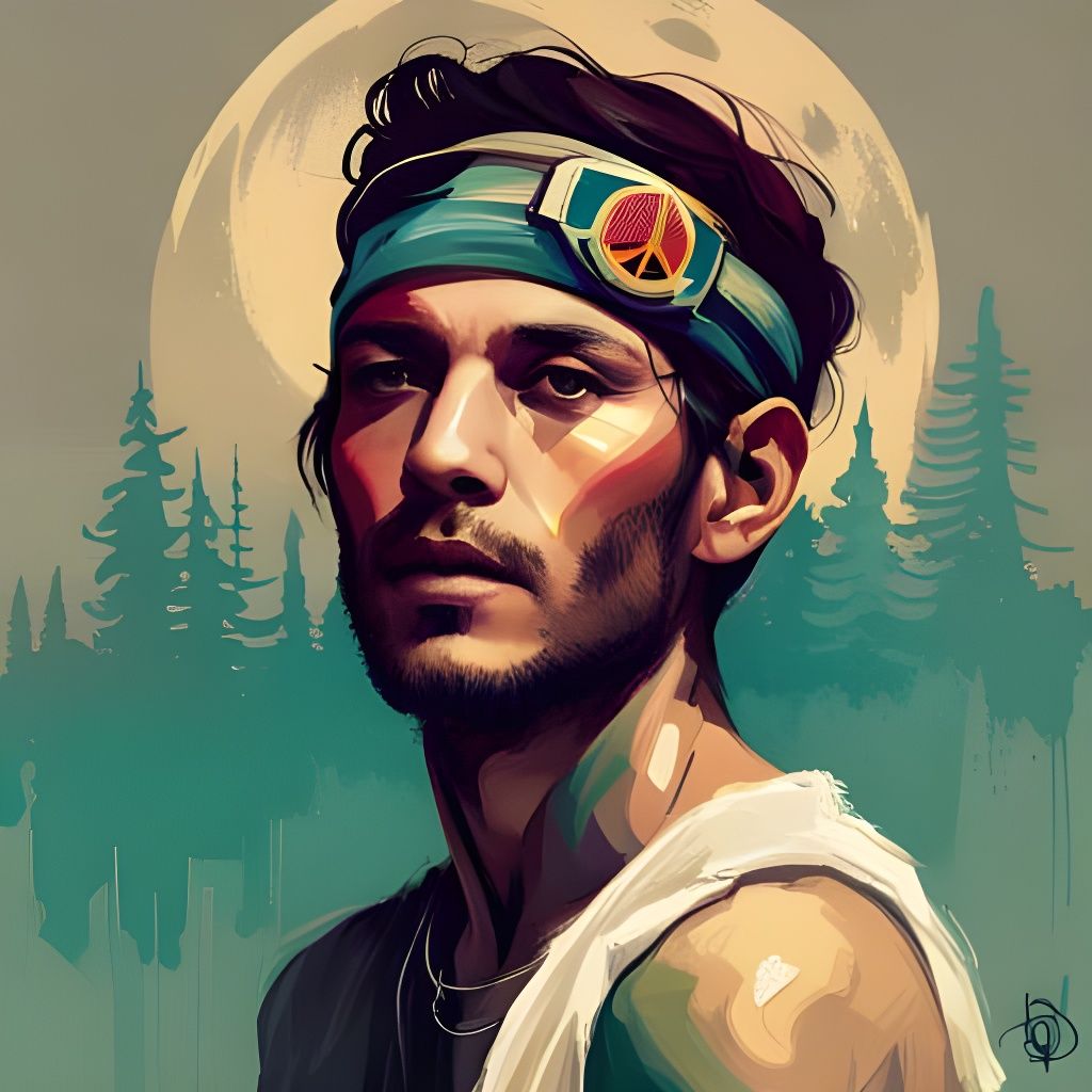 Peaceful Hippie in Retro Style