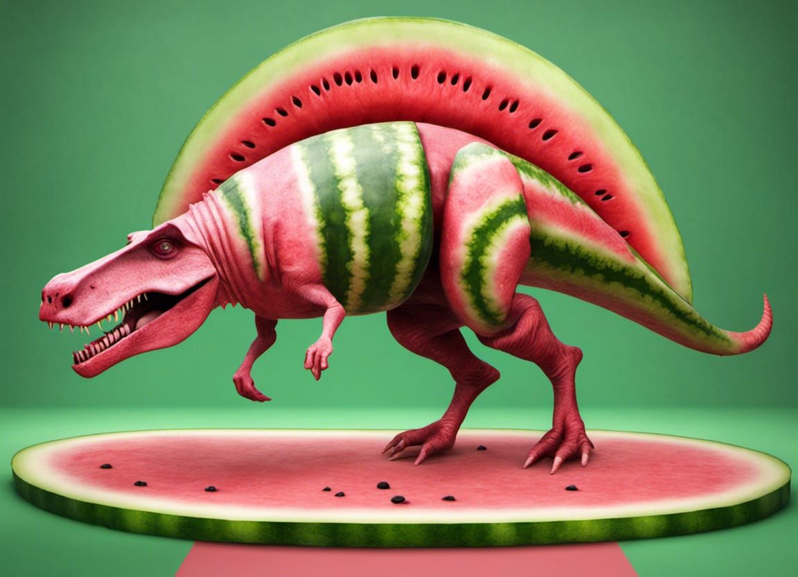 Surreal Fruit Landscape with a Prehistoric Twist