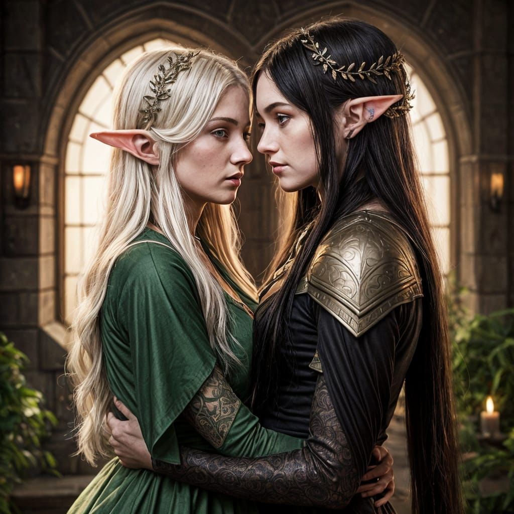 Ethereal Elven Lovers in Captivating Harmony