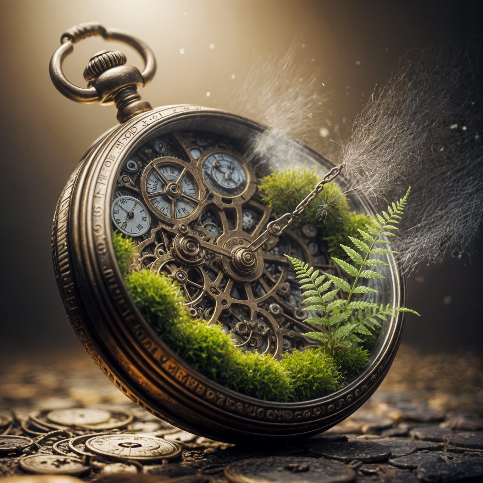 Miniature Ecosystem Inside Antique Pocket Watch