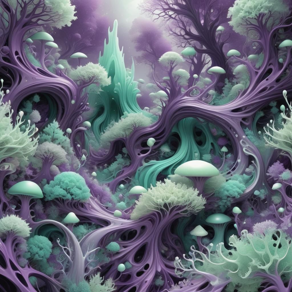 Ethereal Dreamscapes of a Distant Planet in Vibrant Zen Fant...