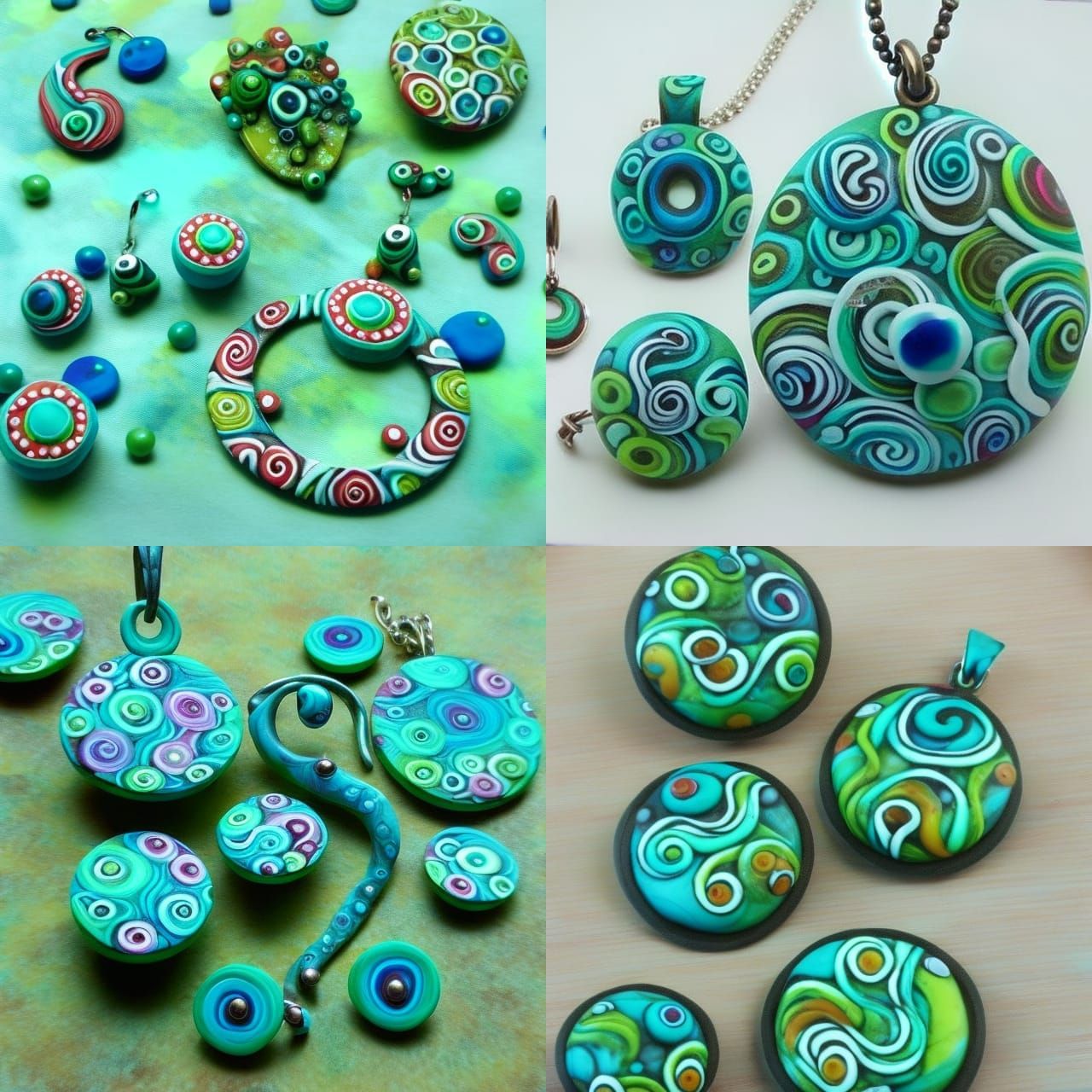 Vibrant Oceanic Polymer Clay Jewelry Set