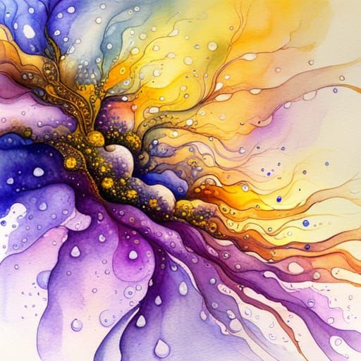 Vibrant Drops in Soft Impressionist Painting