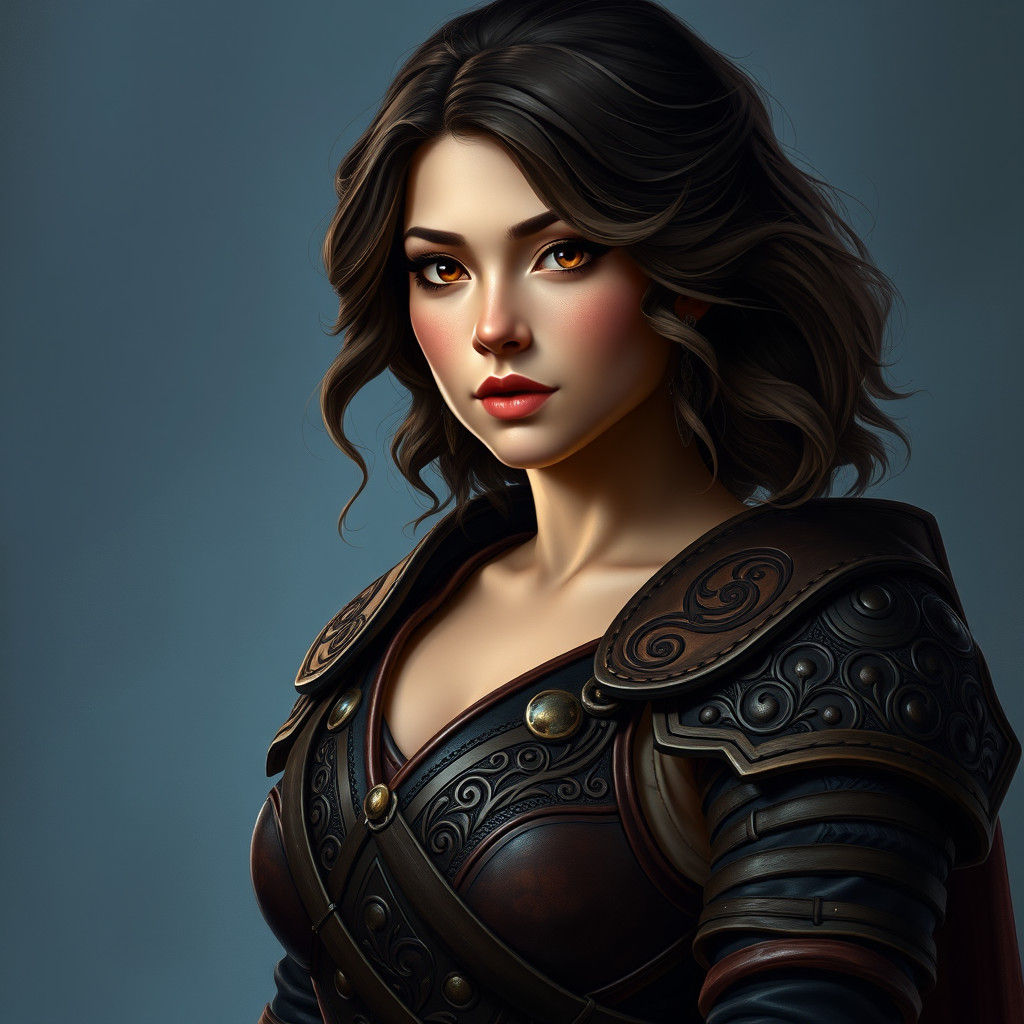 Curvy Warrior in Fantasy Armor