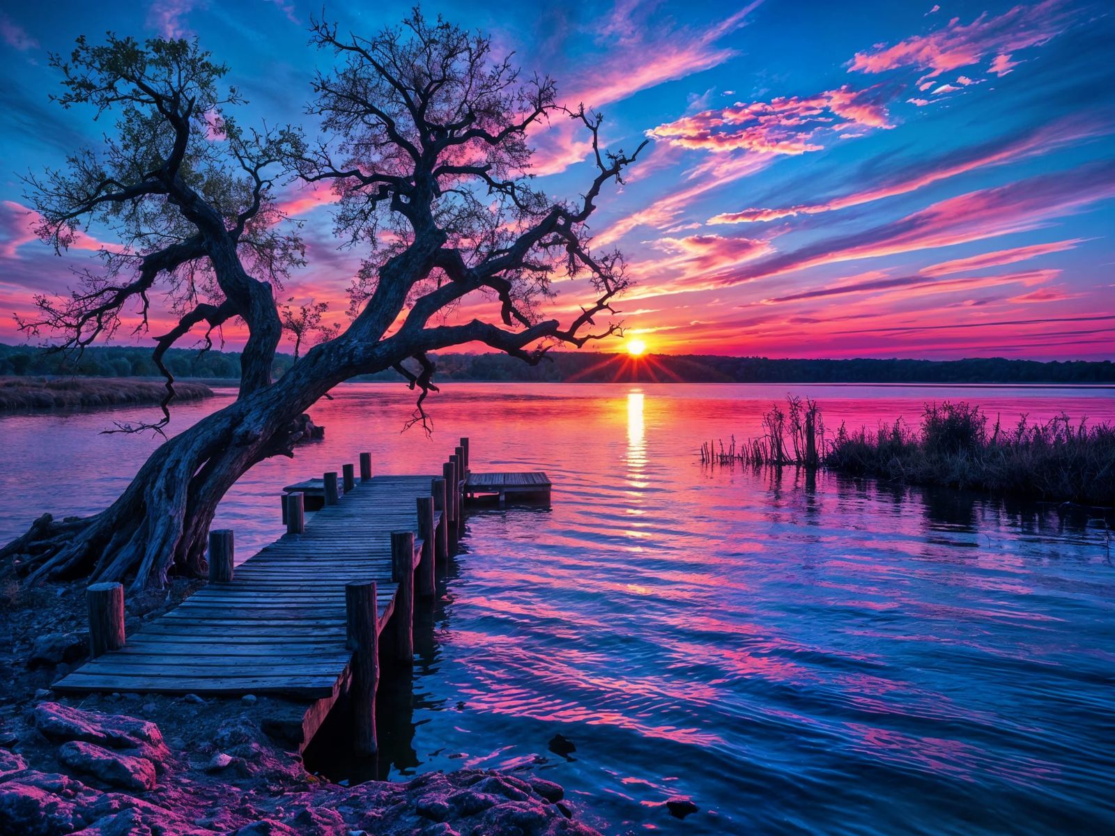 Rustic Dock at Endless Sunset