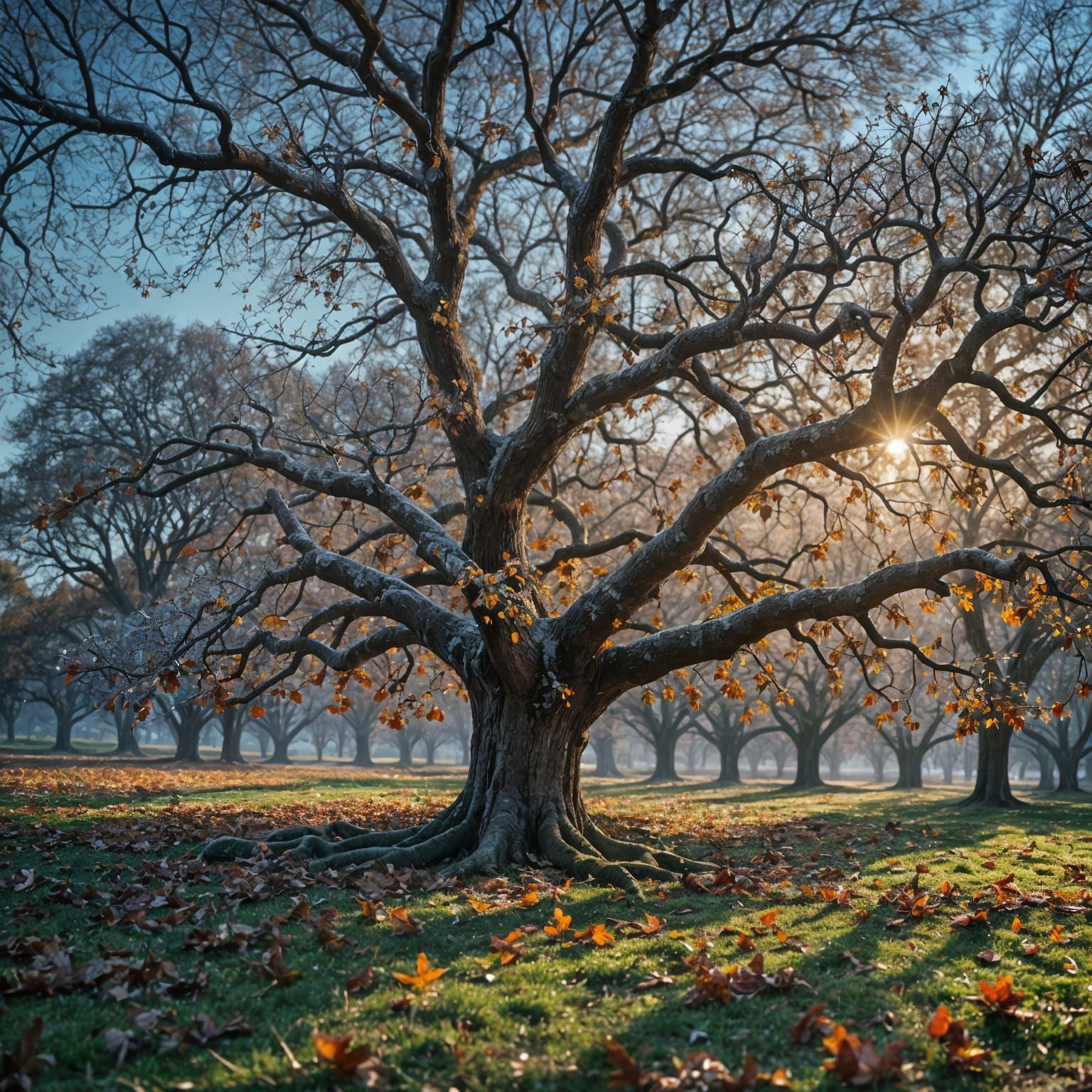Epic Winter Oak Landscape in a Maximalist Digital Painting