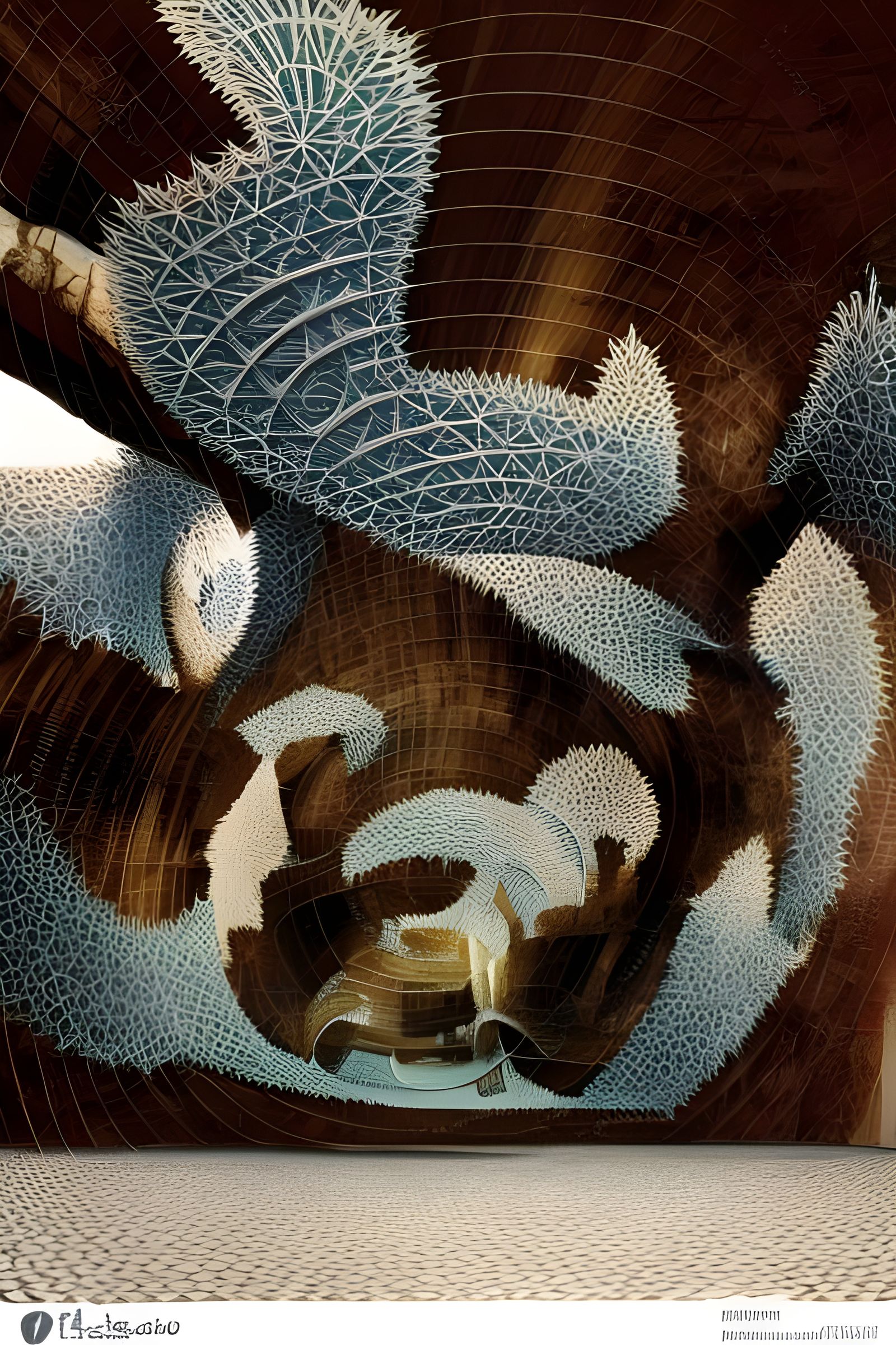 Futuristic Mansion with Fractal Patterns and Exotic Wood