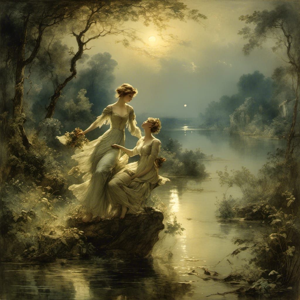 Ethereal Moment of Regency Romance in the Golden Hour