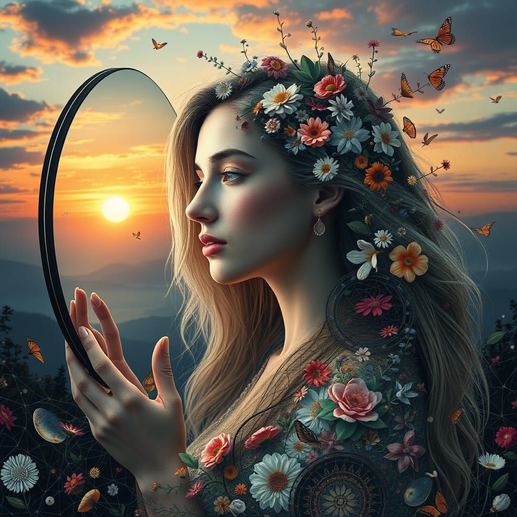 Enchanted Self-Discovery in a Radiant Sunset