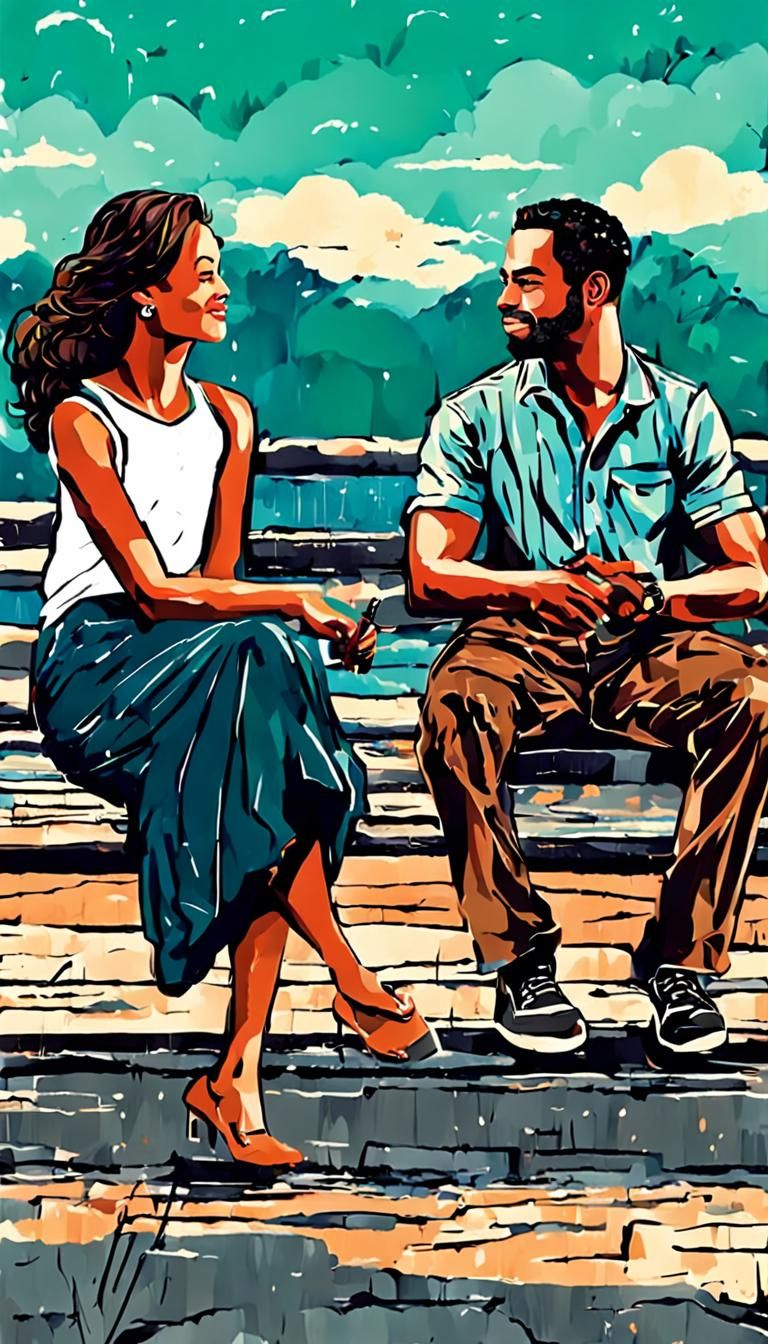 A Romantic Encounter: A Charming Man Speaks to a Breathtakin...