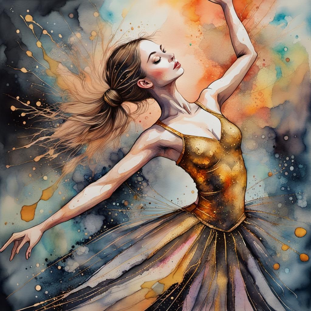 Ethereal Ballerina in Vibrant Sunset hues