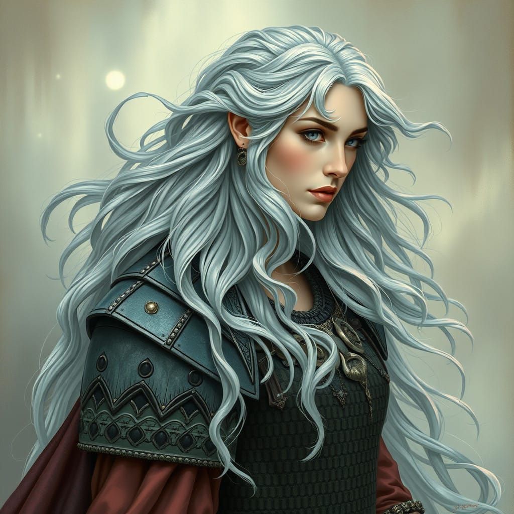 Ethereal Art Nouveau Portrait of a Mythical Viking Goddess