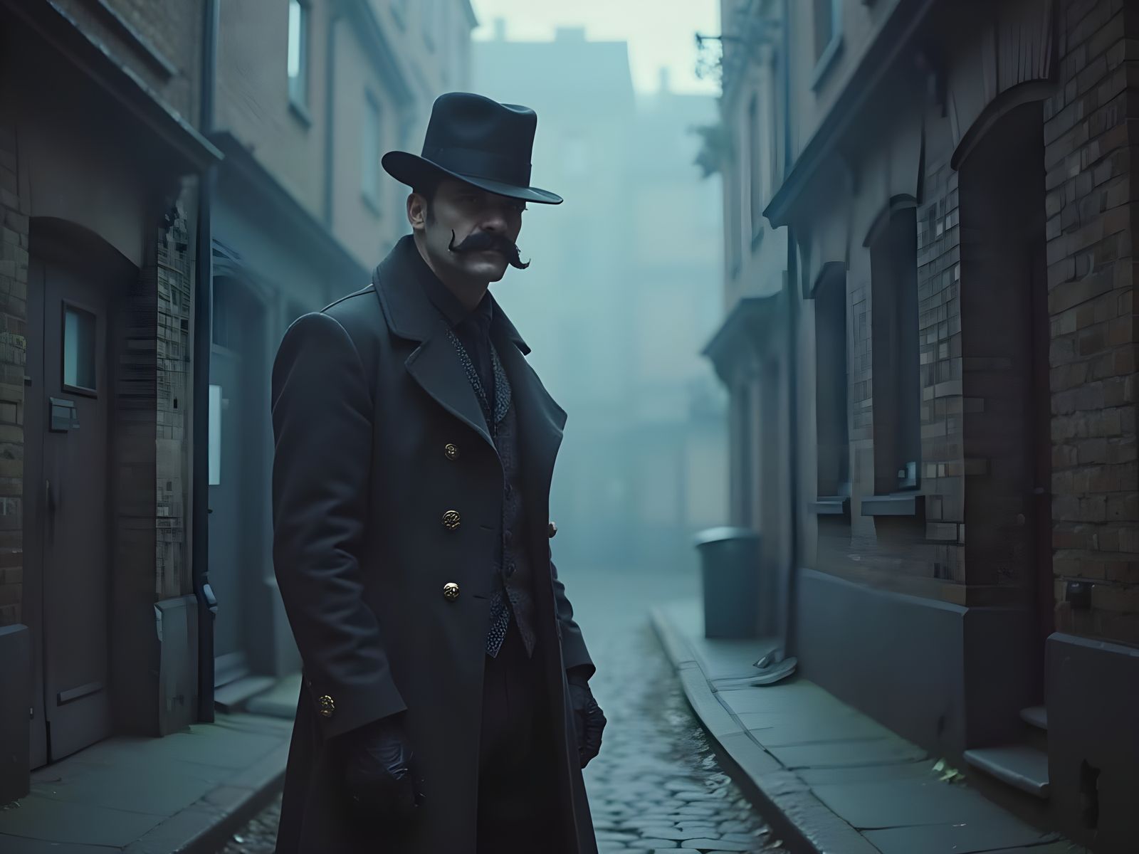 Jack the Ripper in Foggy London Alleyway