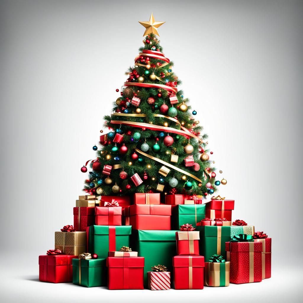 Christmas Tree Made from Wrapping Paper and Boxes