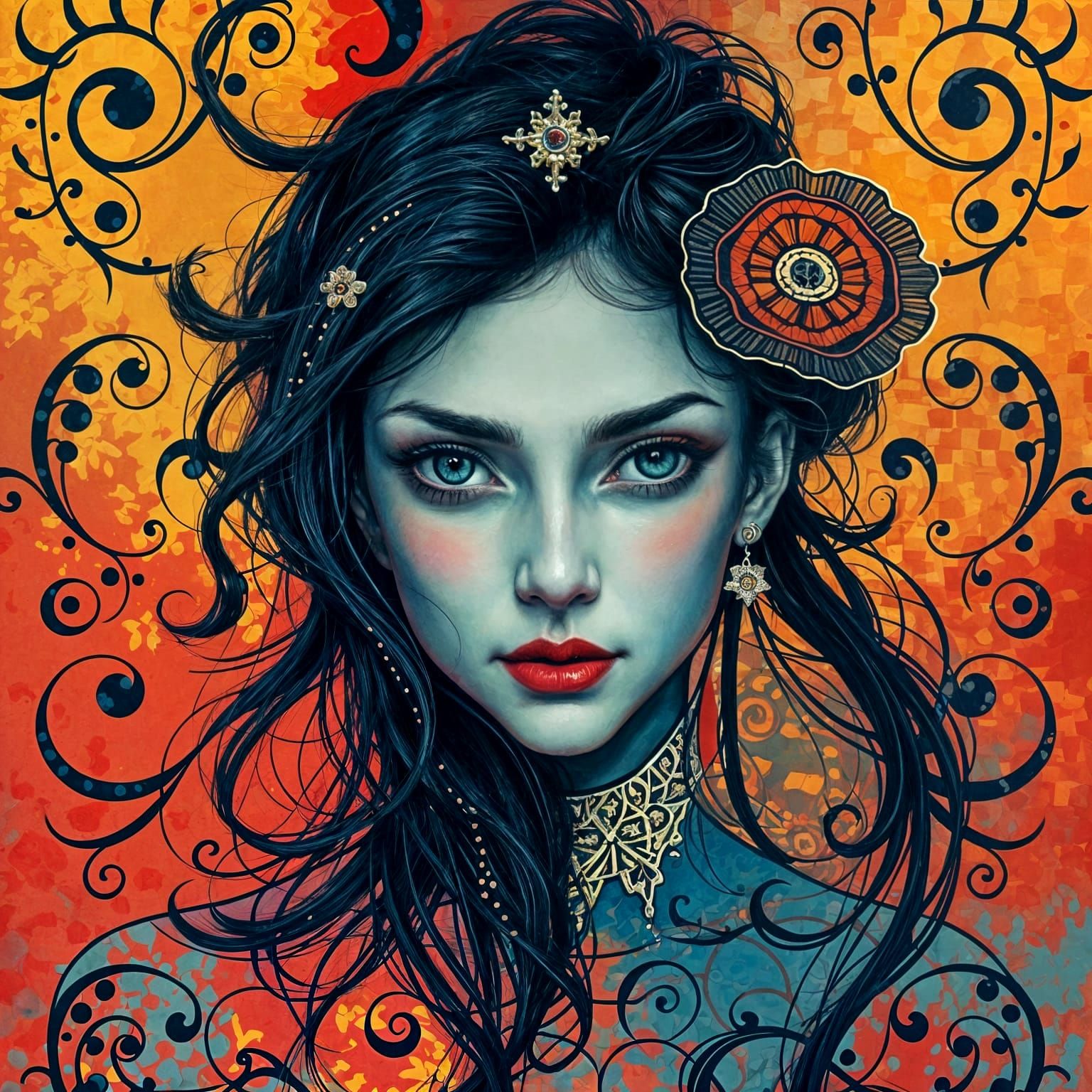 Ethereal Portrait in Klimt-Inspired Cinematic Style