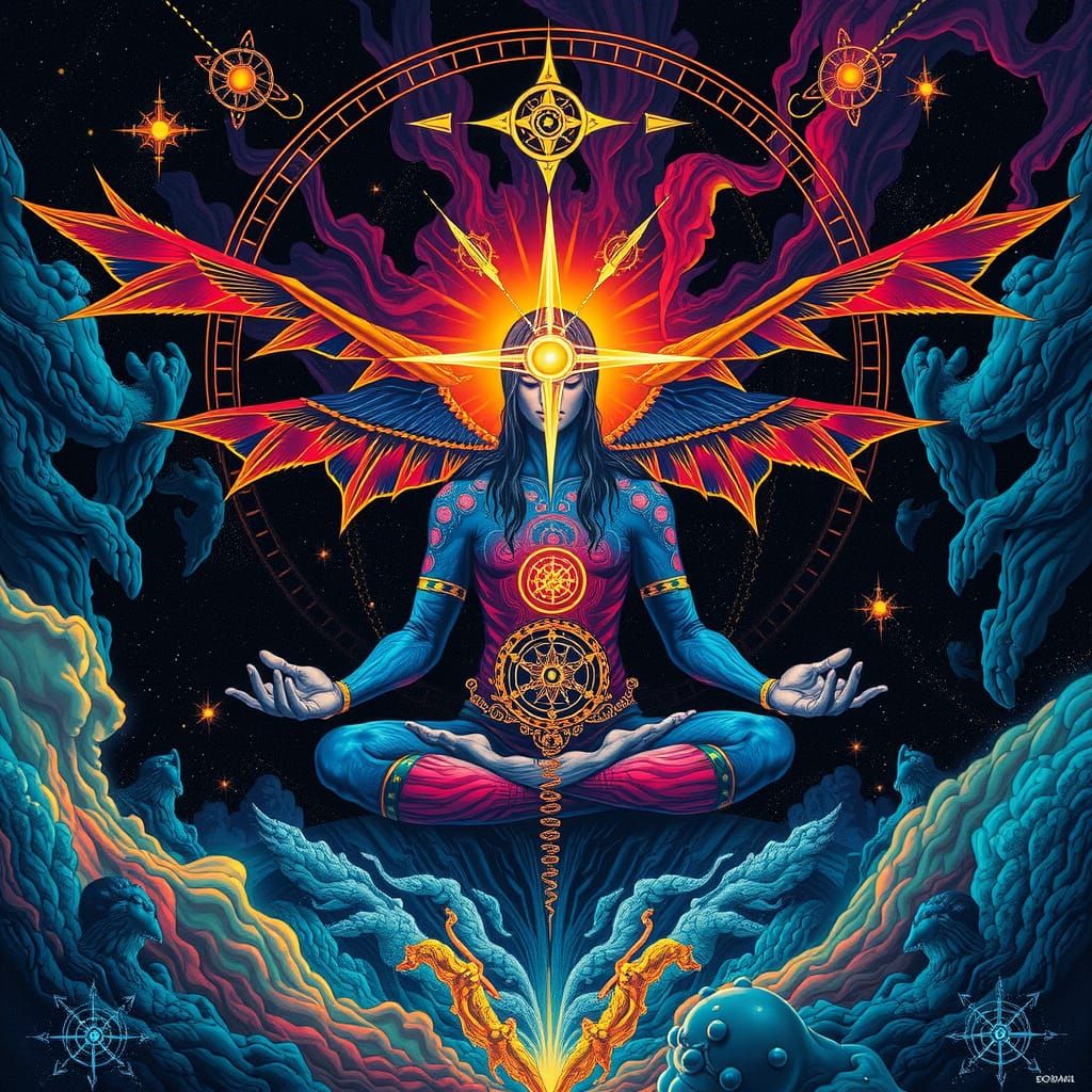 Mystic's Cosmic Enlightenment in Synthwave