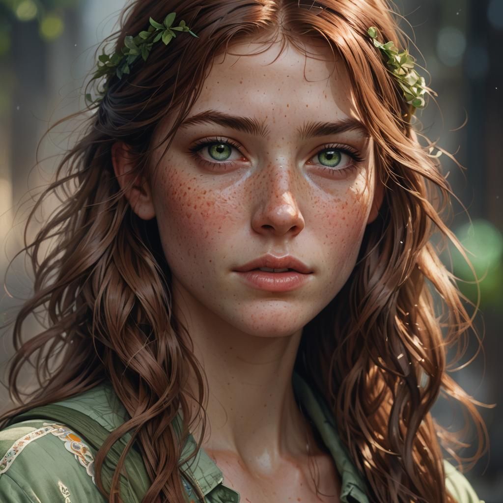 Luminous Portrait of a Brown-Haired Beauty