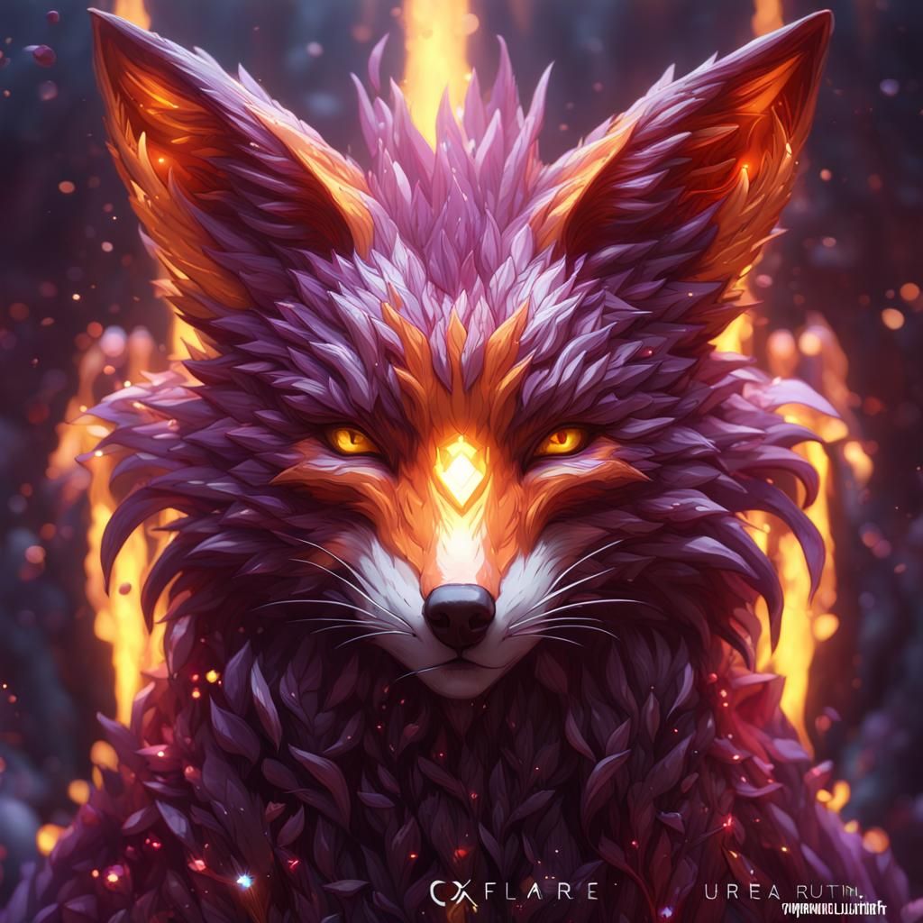 Surreal Fox Amidst Dark Fantasy Landscape
