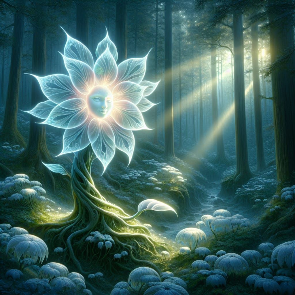 Enchanting Digital Painting of an Ethereal Flower in a Lush....