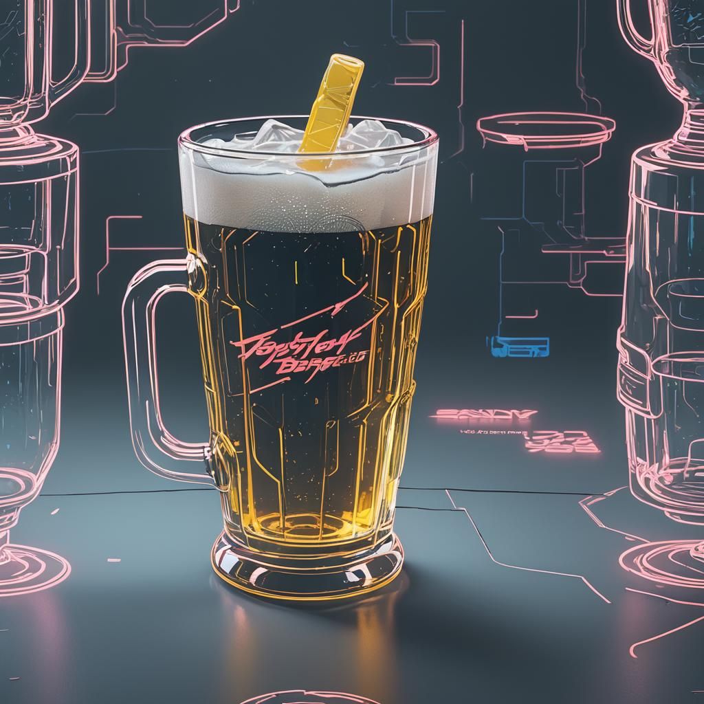 Neon Frosty Beer in Cyberpunk City