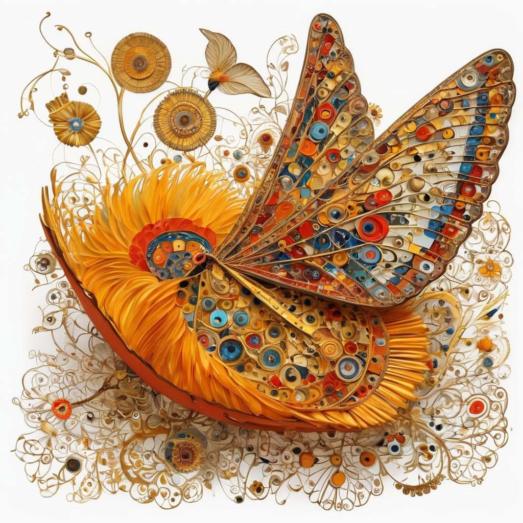 Vibrant Folk Art Masterpiece in Isometric Abstraction