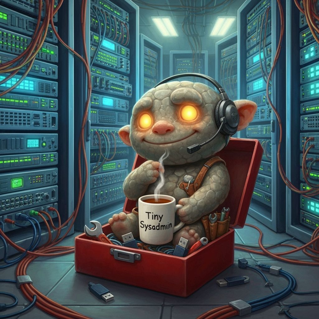 Tiny Troll Fixes Servers in Cozy Fantasy Painting