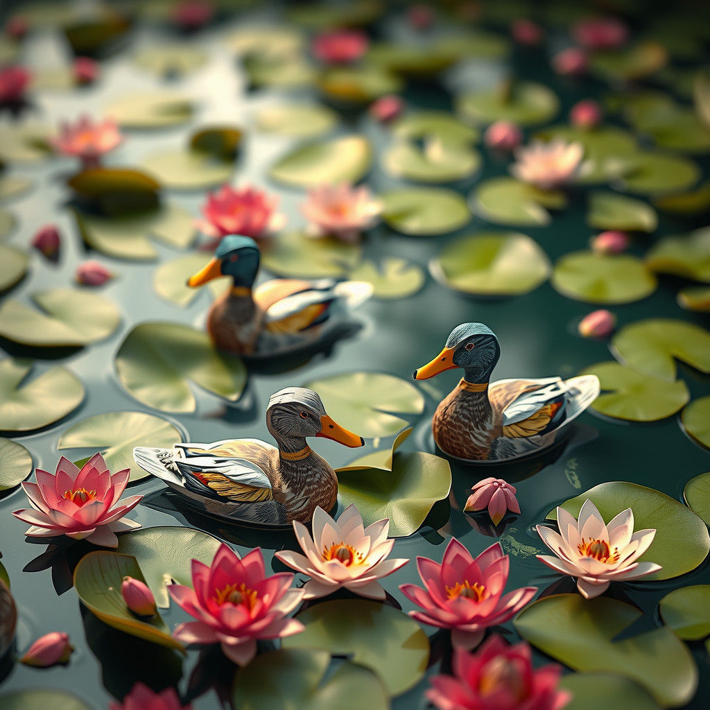 Whimsical Water Garden Scene