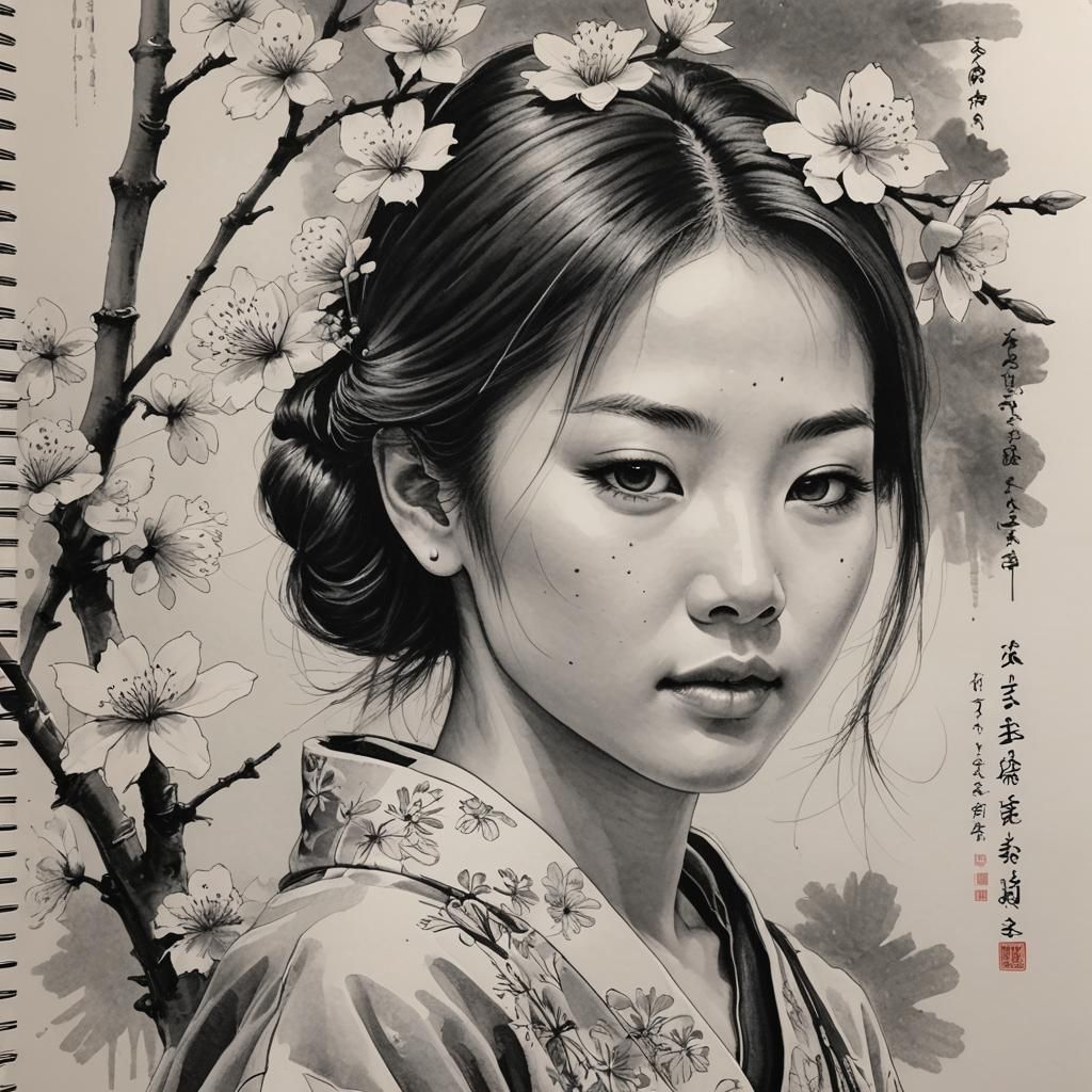 Sakura B&W Portrait