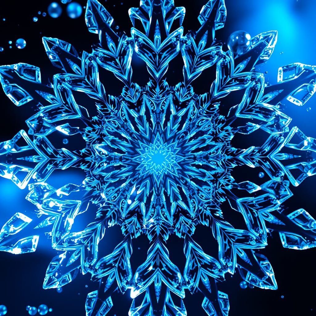 Cosmic Snowflake Mandala in Ethereal Glow