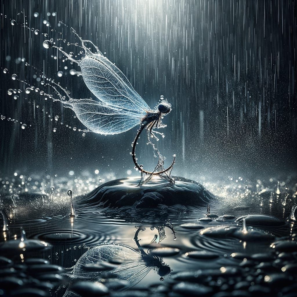 Water Sprite's Fleeting Dance in Rain